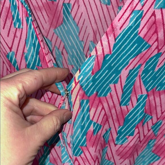 Buddy Love Blue Pink Long Sleeve Shorts V-Neck Romper Women's Large - Picture 4 of 7